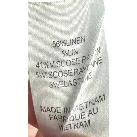 Tahari Linen Blend Sheath Green Threaded Accent Dress - Picture 6 of 6